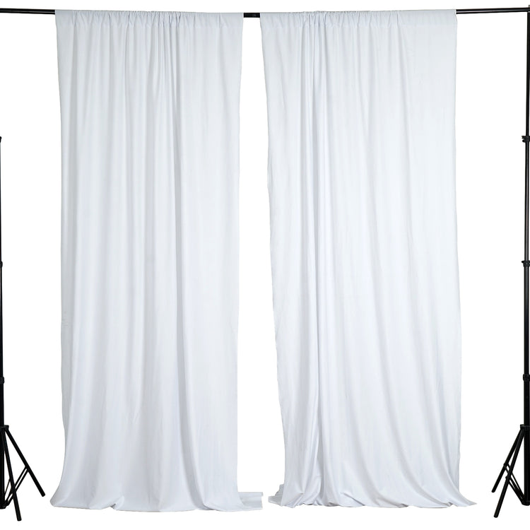 2 Pack White Scuba Polyester Curtain Panel Inherently Flame Resistant Backdrops
