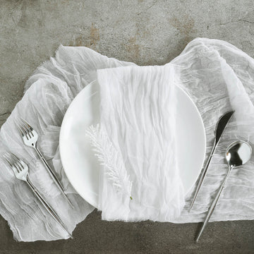 5 Pack | White Gauze Cheesecloth Boho Dinner Napkins | 24"x19"