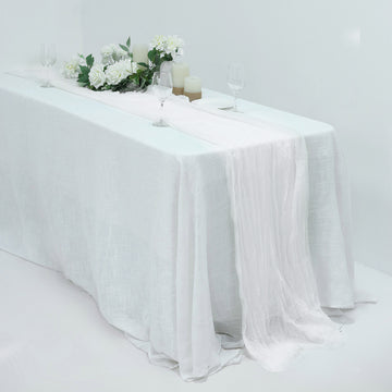 White Gauze Cheesecloth Boho Table Runner 10ft