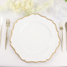 6 Pack White And Gold Scalloped Rim Acrylic Charger Plates