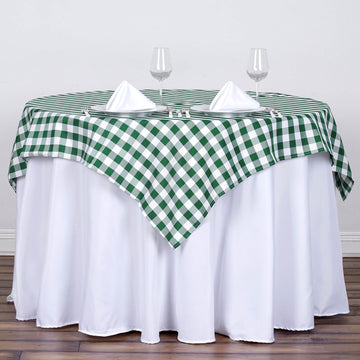 White/Green Seamless Buffalo Plaid Polyester Table Overlay Checkered Gingham Square Overlay 54"x54"