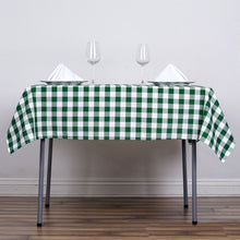 White & Green Buffalo Plaid 54 Inch x 54 Inch Square Checkered Gingham Polyester Tablecloth
