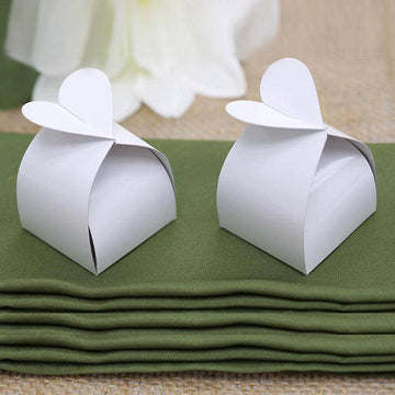 100 Pack White Heart Shaped Twist Top Wedding Favor Gift Boxes