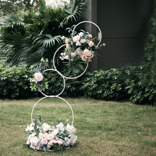 White Hoop Pillar Wedding Arch Table Centerpiece 4 Tier Flower Stand 5 Feet
