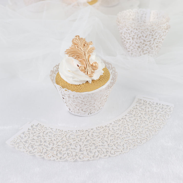 White Lace Laser Cut Cupcake Wrappers 25 Pack