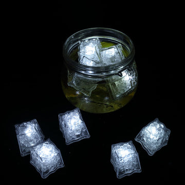 12 Pack White Light Up LED Submersible Ice Cubes, Waterproof with Adjustable Light Modes
