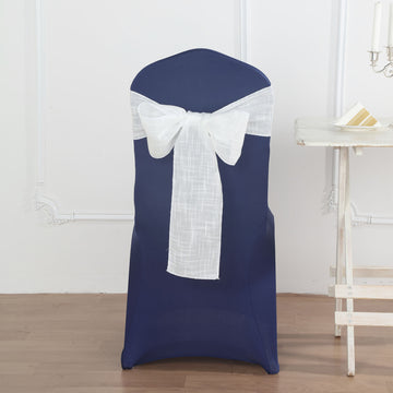 5 Pack White Linen Chair Sashes, Slubby Textured Wrinkle Resistant Sashes 6"x108"