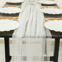 White Pearl Embroidered Tulle Table Runner 48X120 Inch 