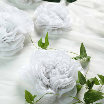 Set of 6 White Peony 3D Paper Flowers Wall Decor 7",9",11"