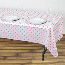White & Pink 54 Inch x 108 Inch Rectangle 10 Mil Thick Polka Dots Waterproof Tablecloth PVC Disposable