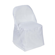 White Polyester Folding Chair Cover, Reusable Stain Resistant Slip On Chair Cover#whtbkgd