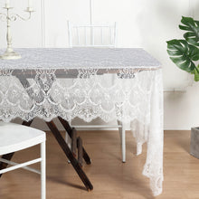 White Floral Lace Tablecloth 60 Inch By 120 Inch Scalloped Frill Edges