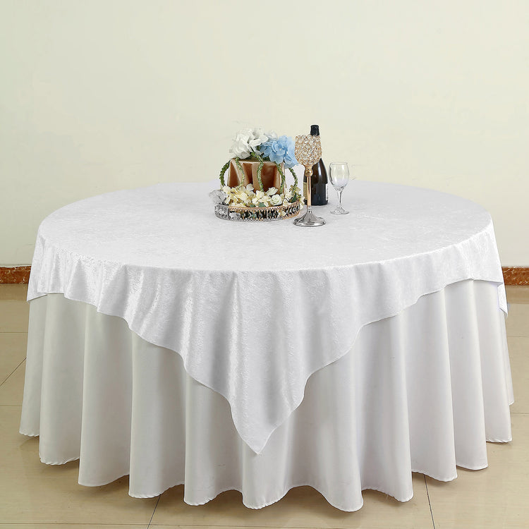 72" x 72" | White | Premium Velvet Square Table Overlay