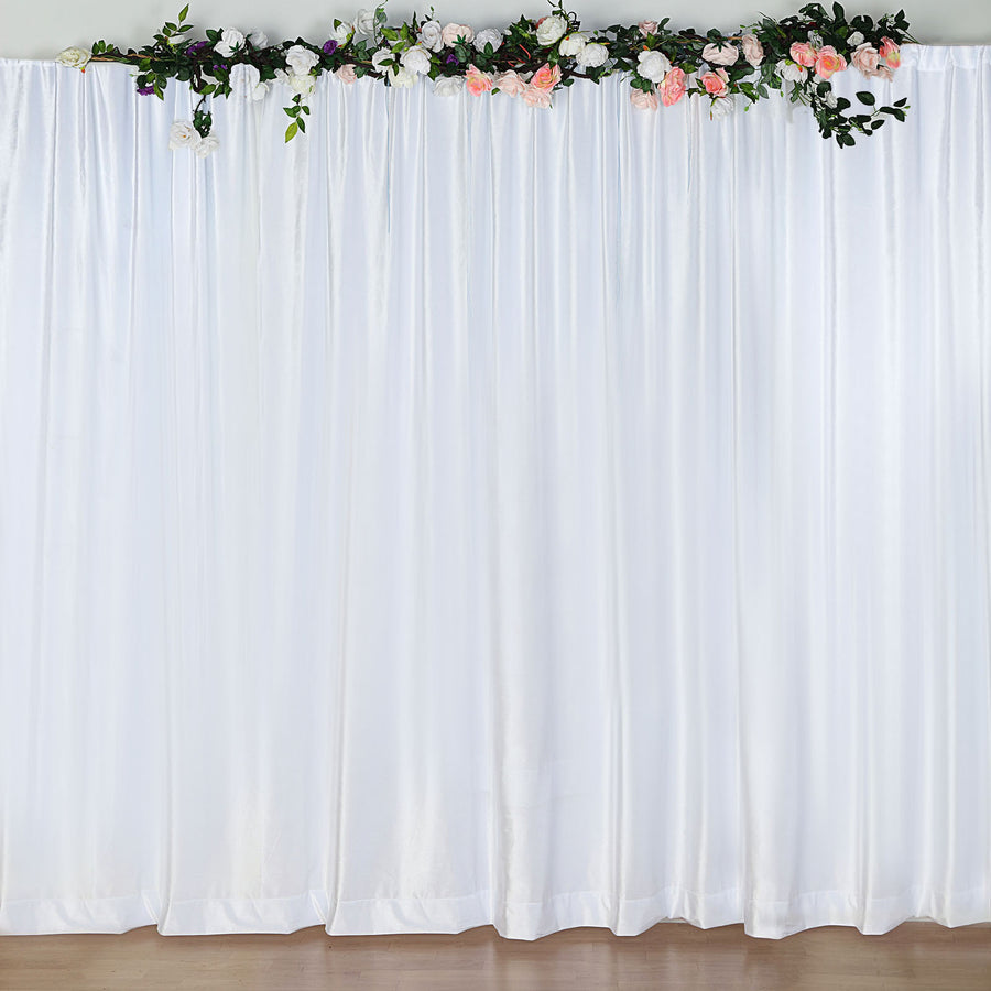 8 Feet White Premium Velvet Backdrop Stand Curtain Panel Privacy Drape