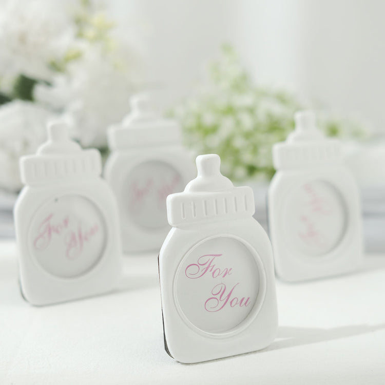 White Resin Baby Feeding Bottle Party Favors 4 Inch
