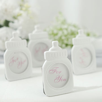 White Resin Baby Feeding Bottle Picture Frame Party Favors