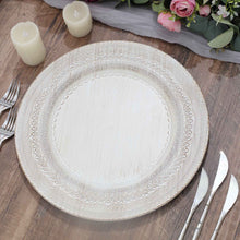 13 Inch White Acrylic Rustic Lace Embossed Design Charger Plates 6 Pack