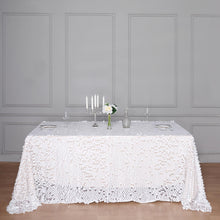 White Big Payette Sequin Rectangle Tablecloth 90 Inch x 132 Inch