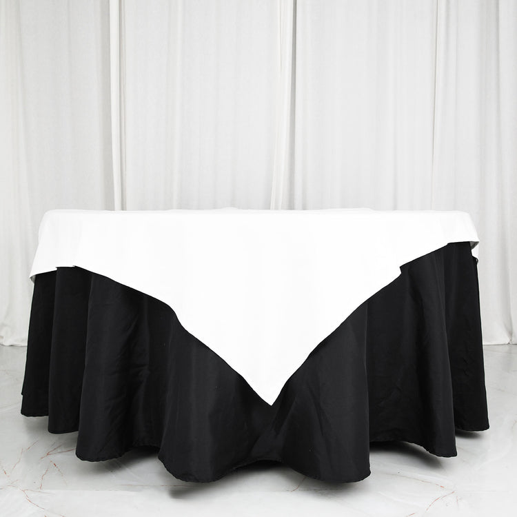54 Inch Black Square 100% Cotton Linen Washable Table Overlay
