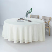Round 108 Inch White Linen Tablecloth With Slubby Texture