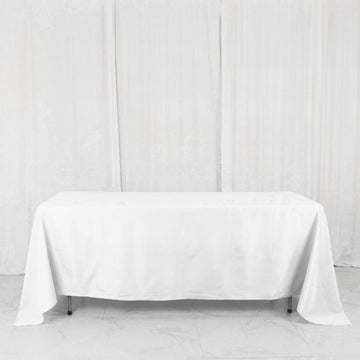 White Seamless Polyester Rectangle Tablecloth, Reusable Linen Tablecloth 72"x120"