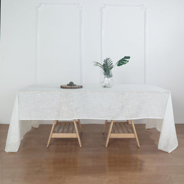 White Seamless Rectangular Tablecloth, Linen Table Cloth With Slubby Textured, Wrinkle Resistant 60"x126"