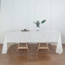 60 Inch x 126 Inch White Wrinkle Resistant Linen Tablecloth With Slubby Texture