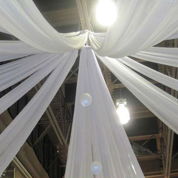 White Sheer Ceiling Drape Curtain Panels Fire Retardant Fabric 10ftx30ft