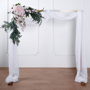 White Sheer Organza Wedding Arch Draping Fabric, Long Curtain Backdrop Window Scarf Valance 18ft