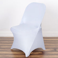 White Spandex Stretch Fitted Folding Chair Cover - 160 GSM