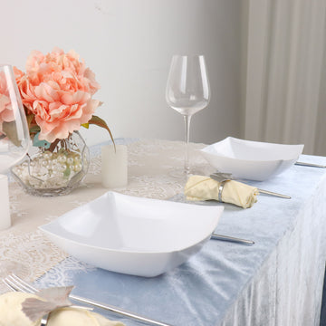 Elegant White Square Plastic Serving Bowls for Your Special Event