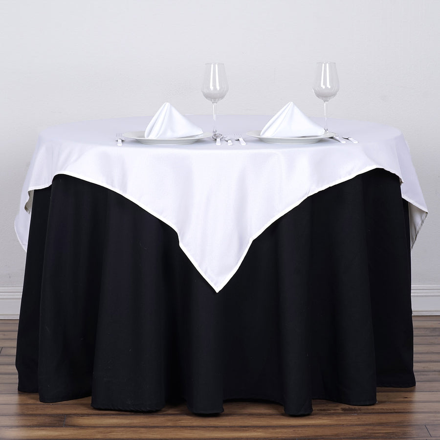 54" White Square Polyester Tablecloth