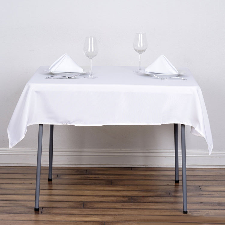 Square White Polyester Tablecloth 54 Inch