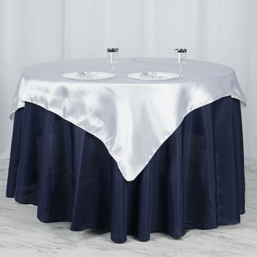 White Square Smooth Satin Table Overlay 60"x60"