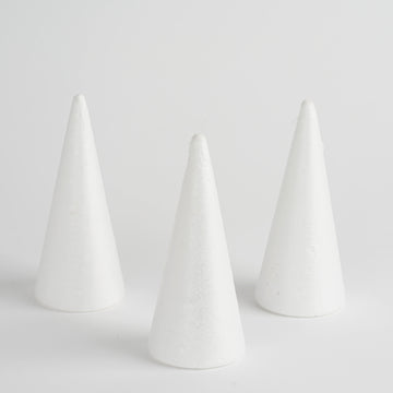 24 Pack | 6" White Styrofoam Cone, Foam Cone For DIY Crafts