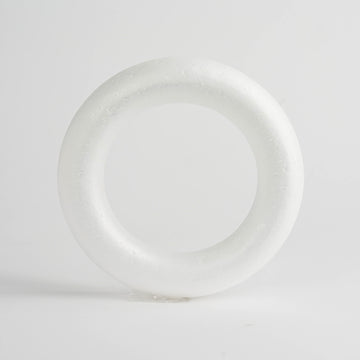 12 Pack | 8" White Styrofoam Ring, Foam Circle Hoop For DIY Crafts
