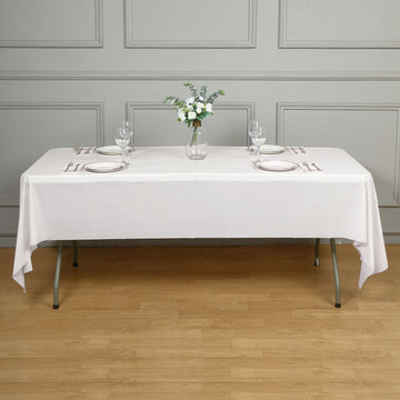 White Waterproof Plastic Tablecloth, PVC Rectangle Disposable Table Cover 54"x108"