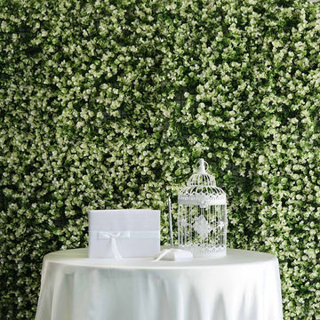 11 Sq ft. | White Tip Green Boxwood Hedge Genlisea Garden Wall Backdrop Mat - 4 Artificial Panels