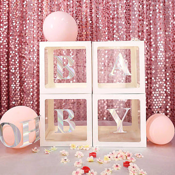 2 Pack White Transparent DIY Balloon Boxes, Baby Shower Party Decoration Boxes 12"