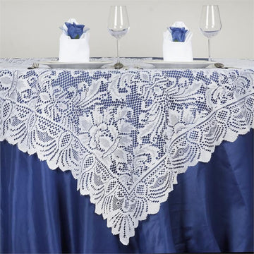 White Victorian Lace Square Table Overlay 54"x54"