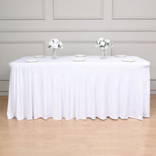 6 Feet White Wavy Spandex Tablecloth Fitted Rectangle Table Skirt
