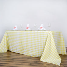 Buffalo Plaid Tablecloths | 90"x132" Rectangular | White/Yellow | Checkered Polyester Linen Tablecloth