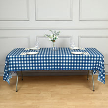 5 Pack White Navy Blue Buffalo Plaid Rectangle Plastic Tablecloths