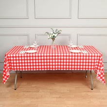 White & Red Buffalo Plaid Checkered Tablecloth 54 Inch x 108 Inch Rectangle Vinyl PVC Disposable Waterproof