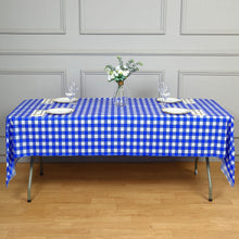 White & Royal Blue Buffalo Plaid Checkered PVC Vinyl Tablecloth 54 Inch x 108 Inch Rectangle Disposable Waterproof