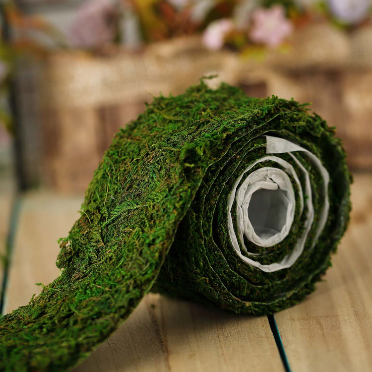 2" Wide | 4 Ft Green Preserved Moss Ribbon Rolls