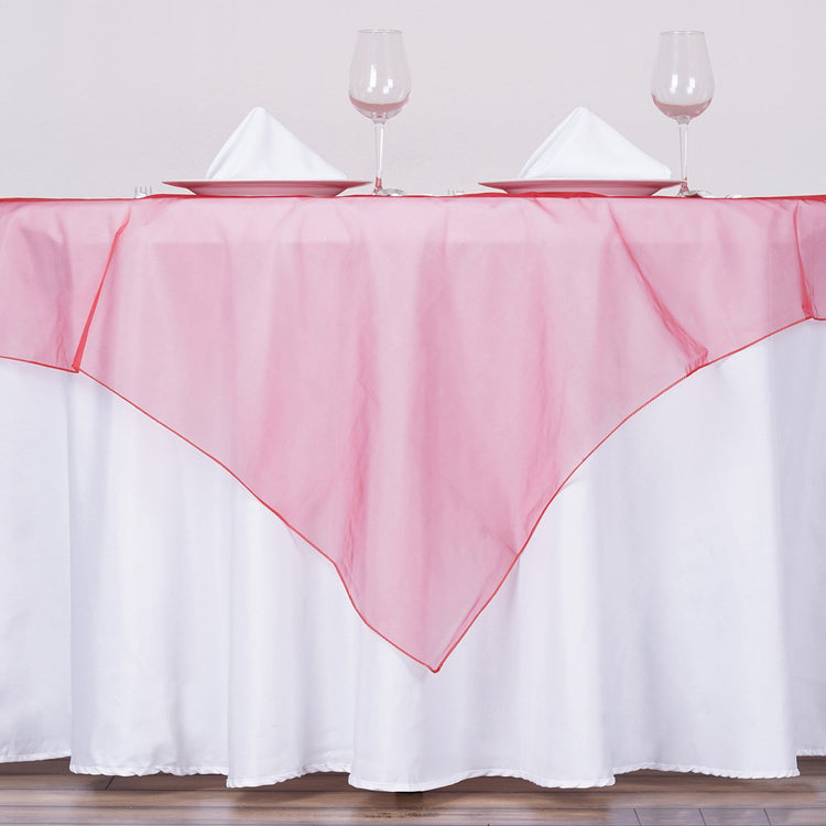 60inch | Wine Square Sheer Organza Table Overlays