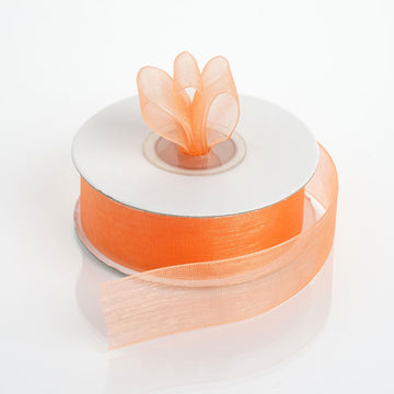 Orange Organza Ribbon With Mono Edge 25 Yard 7/8"