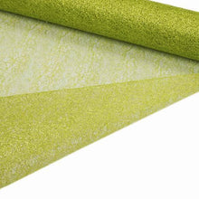 19"x 5 Yards Apple Green Glitter Deco Mesh Wholesale Fabric Abaca Scrunch Roll#whtbkgd