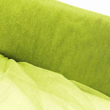 Apple Green Princess Glitter Tulle Fabric Bolt 54"x15 Yards